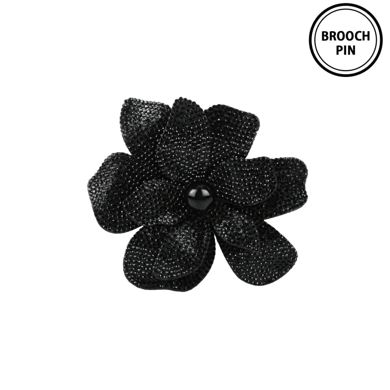 BLACK FLOWER BROOCH ( 0012 JT ) made by Oh My Jewelry