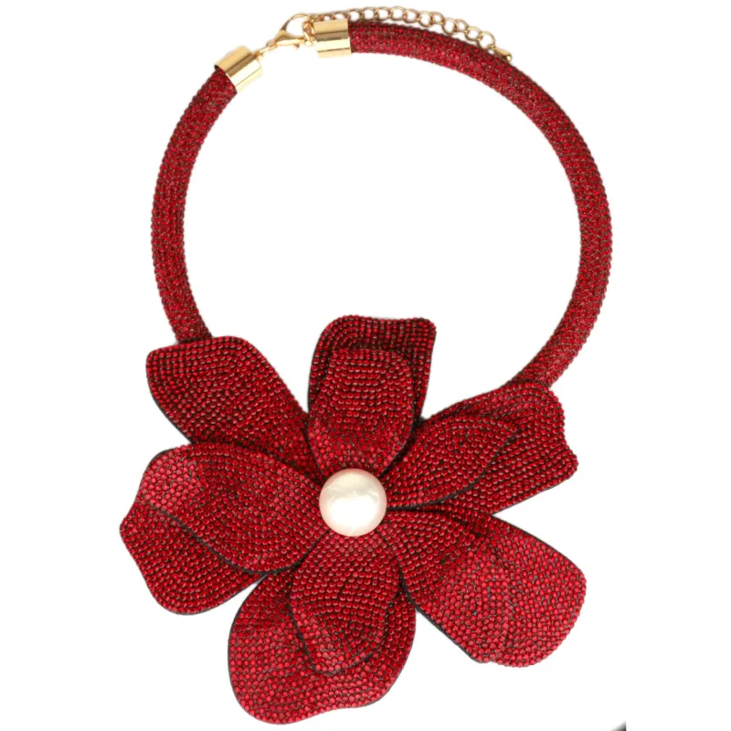 RED FLOWER NECKLACE ( 1070 SM ) made by Oh My Jewelry