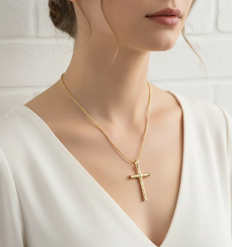 CROSS NECKLACE ( 8301 G ) made by Oh My Jewelry
