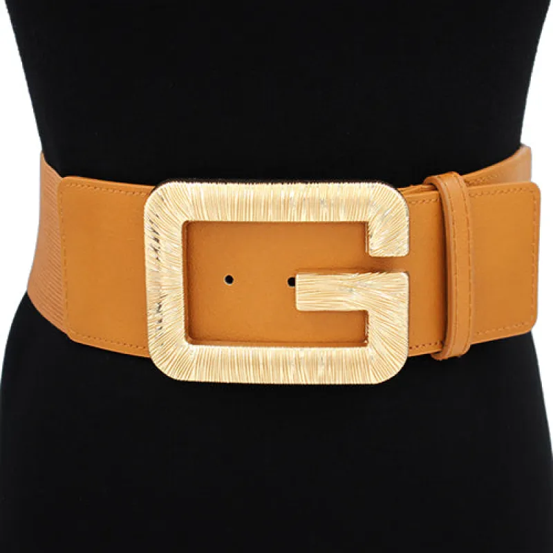 BROWN STRETCH BELT WITH GOLD ( 1520 GDBR ) made by Oh My Jewelry