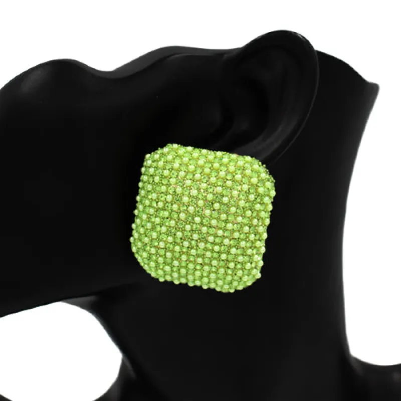 SQUARE LIME GREEN EARRINGS ( 1216 LGN ) made by Oh My Jewelry