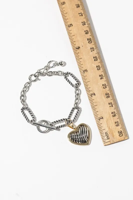 SILVER HEART FASHION BRACELET ( 8318 T ) made by Oh My Jewelry