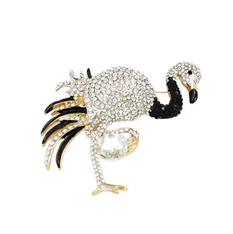 CLEAR FLAMINGO BROOCH ( 2160 CLR ) made by Oh My Jewelry