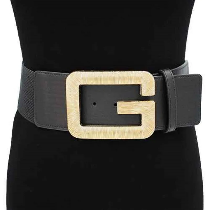 BLACK STRETCH BELT WITH GOLD ( 1520 GDBK ) made by Oh My Jewelry