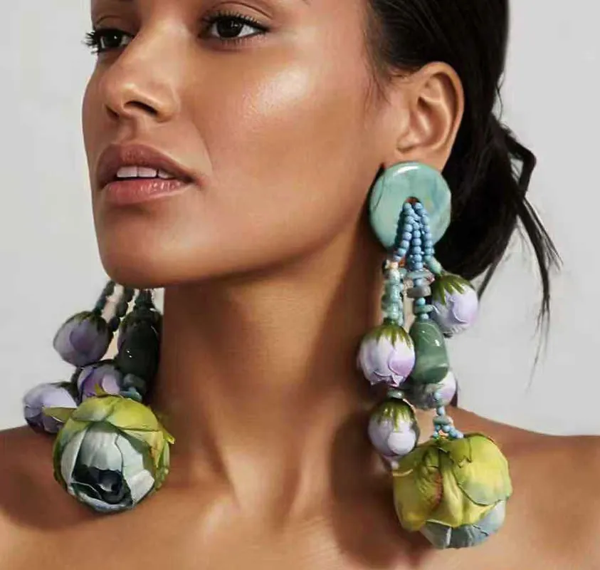 FASHION FLOWER EARRINGS ( 1662 TQ ) made by Oh My Jewelry