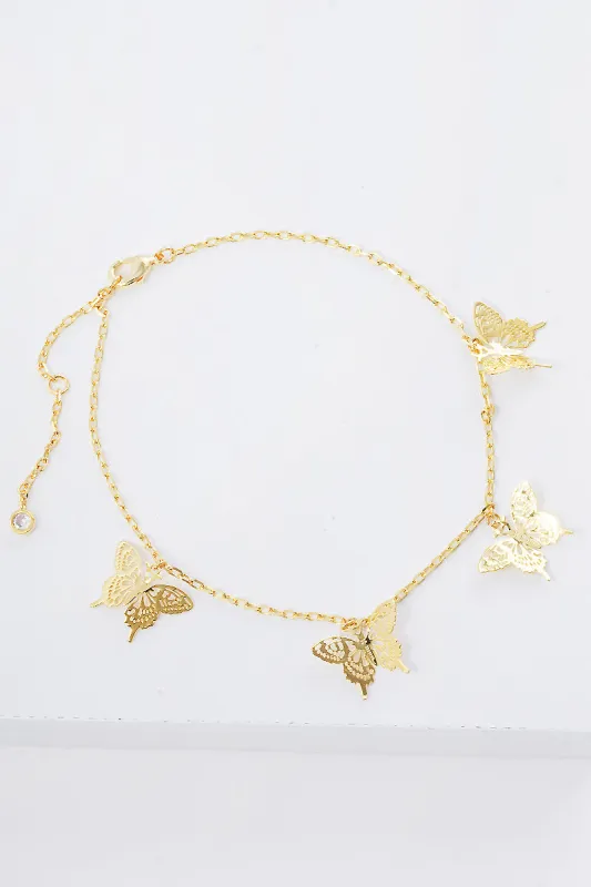 GOLD DIPPED BUTTERFLY ANKLET ( 1742 G ) made by Oh My Jewelry