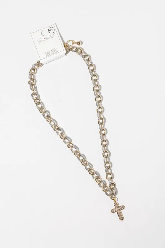 FASHION CROSS NECKLACE ( 8323 TCR ) made by Oh My Jewelry
