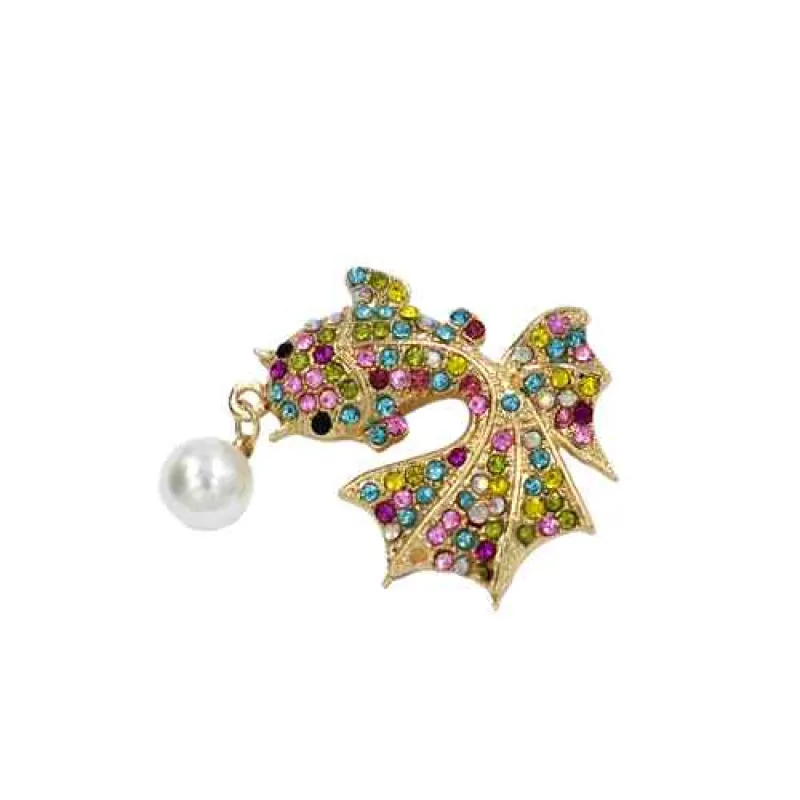 FISH BROOCH MULTICOLOR STONES ( 2213 GDMLT ) made by Oh My Jewelry