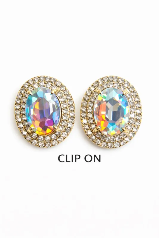 GOLD CLIP ON EARRINGS AB ( 2758 GDAB ) made by Oh My Jewelry