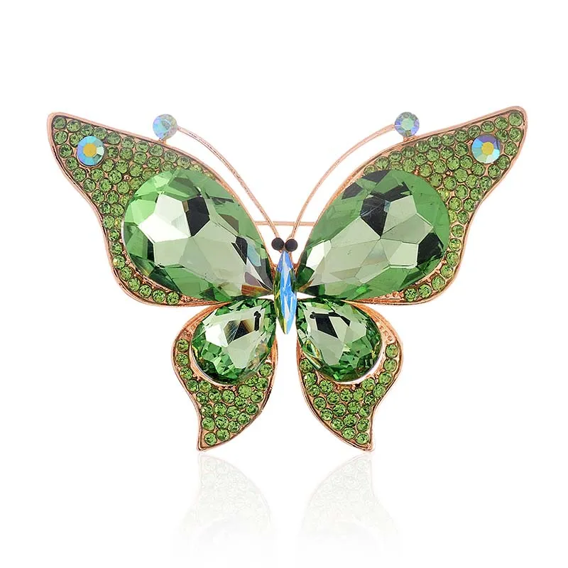 CRYSTAL BUTTERFLY PIN BROOCH ( 1646 GRN ) made by Oh My Jewelry
