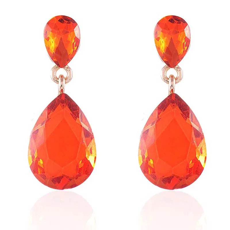 GOLD ORANGE STONE EARRINGS ( 2337 ORG ) made by Oh My Jewelry