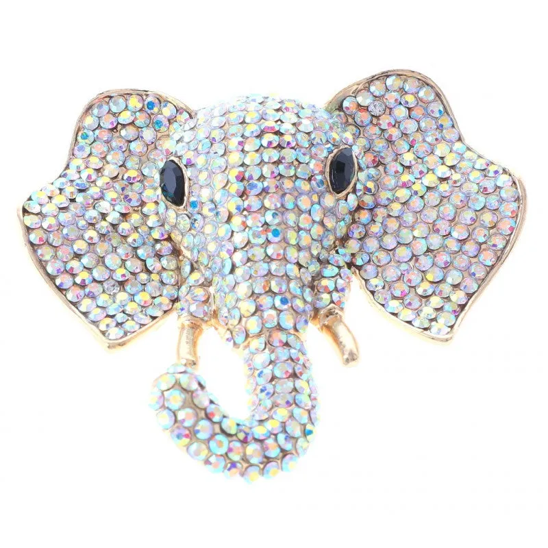GOLD ELEPHANT BROOCH AB STONES ( 1378 GAB ) made by Oh My Jewelry