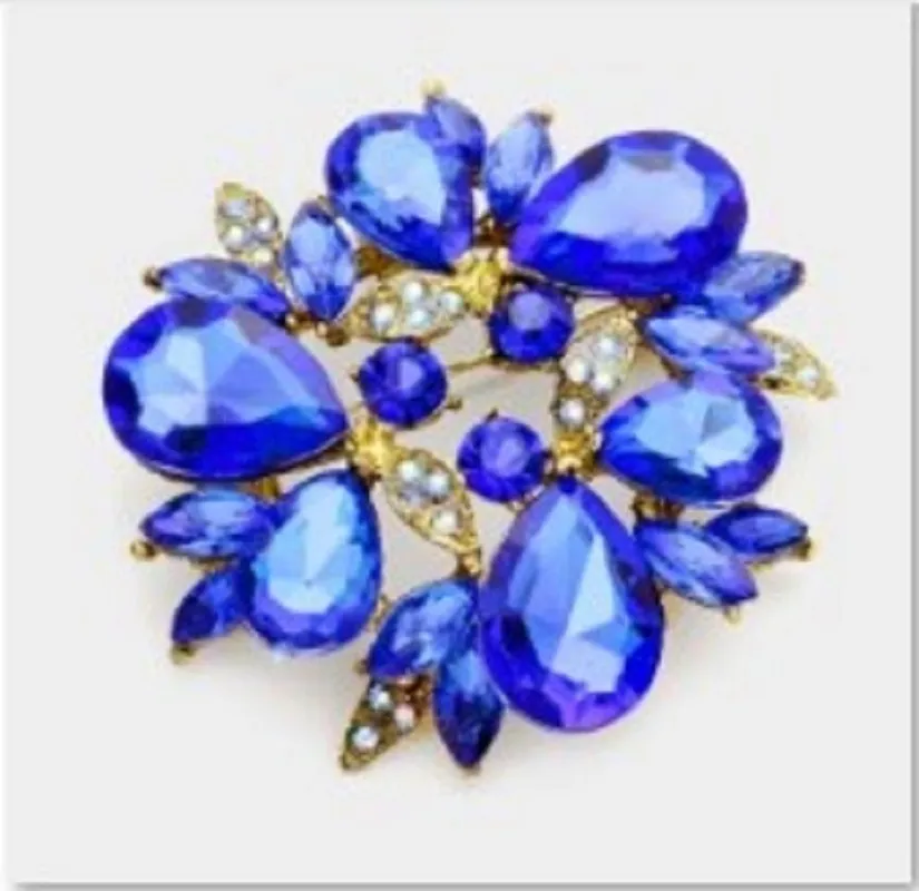 ANTIQUE GOLD SAPPHIRE FLOWER BROOCH ( 1124 SAPP ) made by Oh My Jewelry