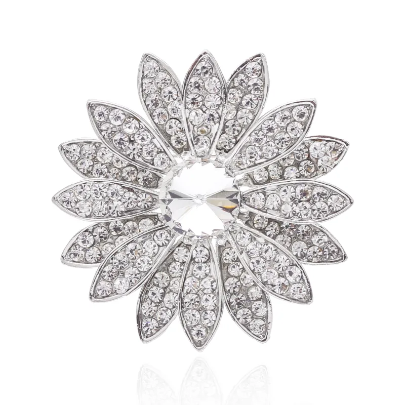 CRYSTAL FLOWER BROOCH PIN ( 1645 SCL ) made by Oh My Jewelry