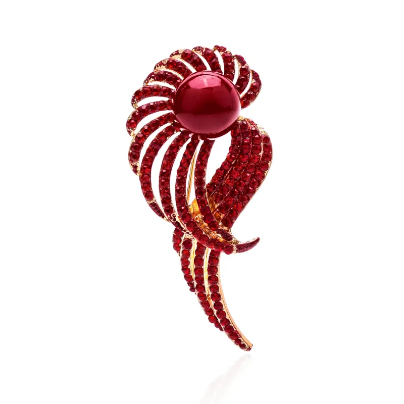 CRYSTAL ANGEL WING BROOCH PIN ( 1640 RED ) made by Oh My Jewelry