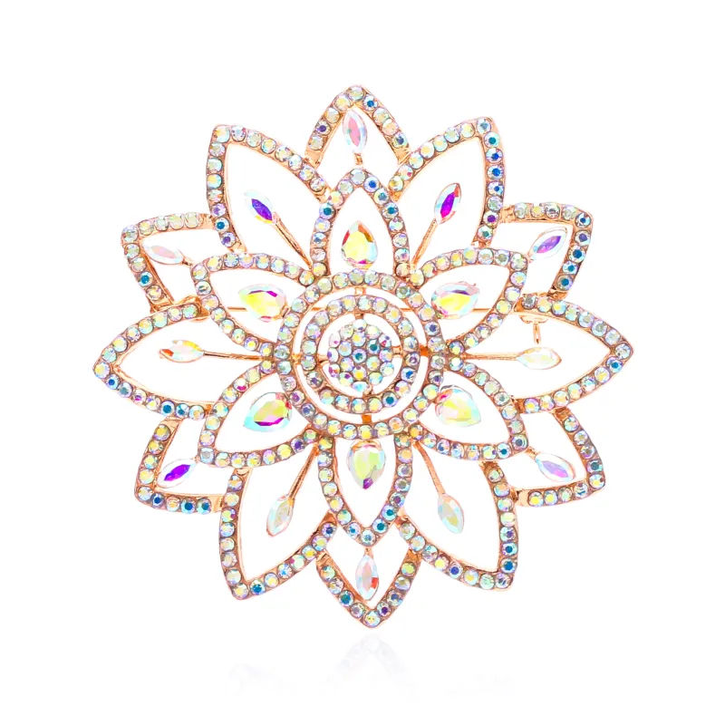 CRYSTAL FLOWER BROOCH PIN ( 1644 GAB ) made by Oh My Jewelry