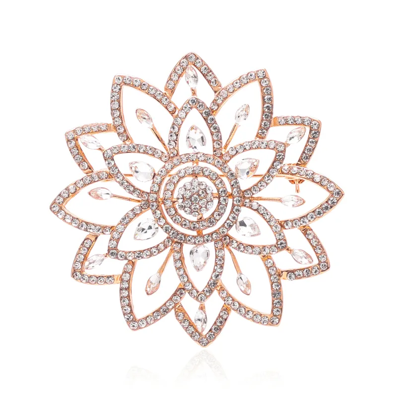 CRYSTAL FLOWER BROOCH PIN ( 1644 GCL ) made by Oh My Jewelry