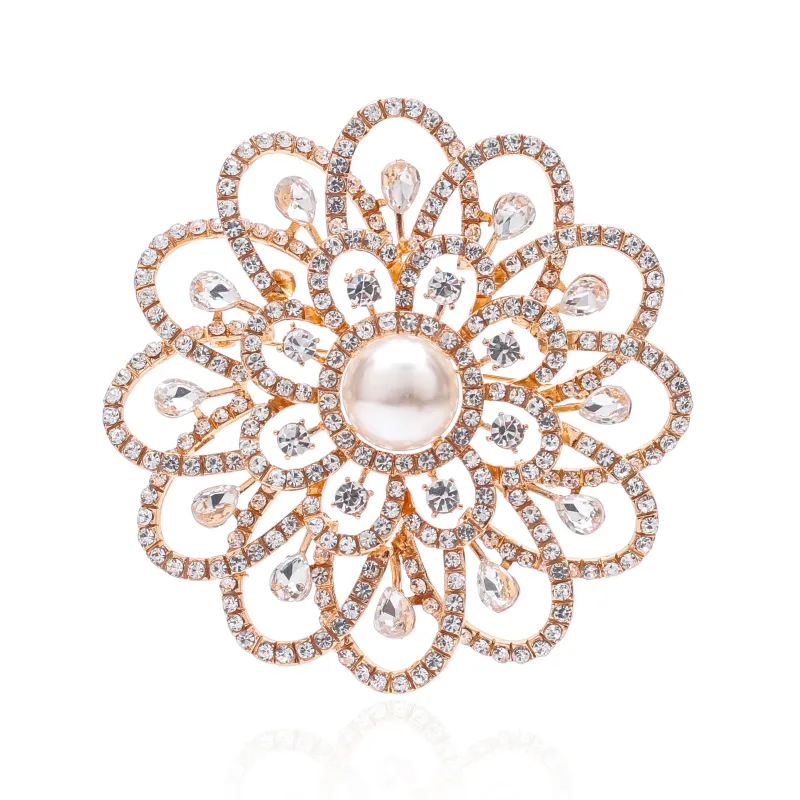 LARGE FLOWER BROOCH PEARL ( 1643 GCP ) made by Oh My Jewelry