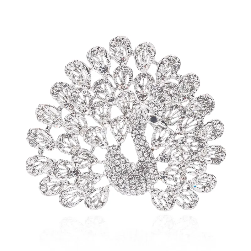 CRYSTAL PEACOCK BROOCH ( 1639 SCL ) made by Oh My Jewelry