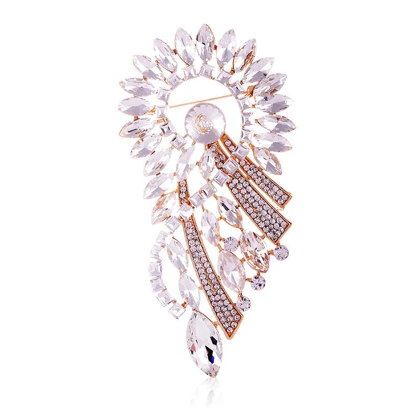 GOLD CLEAR EXTRA LARGE BROOCH ( 1517 GCL ) made by Oh My Jewelry
