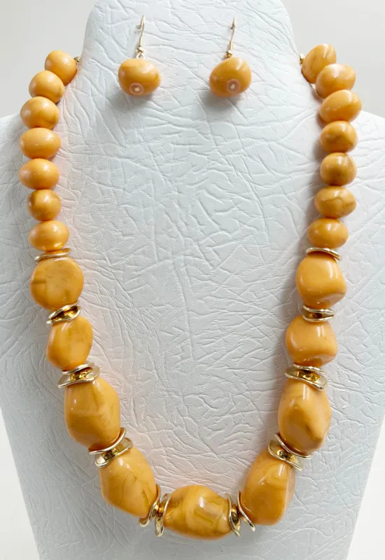 STONE NECKLACE SET ( 5620 YL ) made by Oh My Jewelry