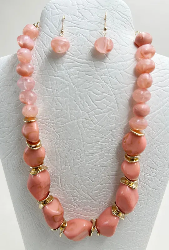 STONE NECKLACE SET ( 5620 PK ) made by Oh My Jewelry