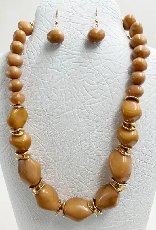STONE NECKLACE SET ( 5620 BN ) made by Oh My Jewelry