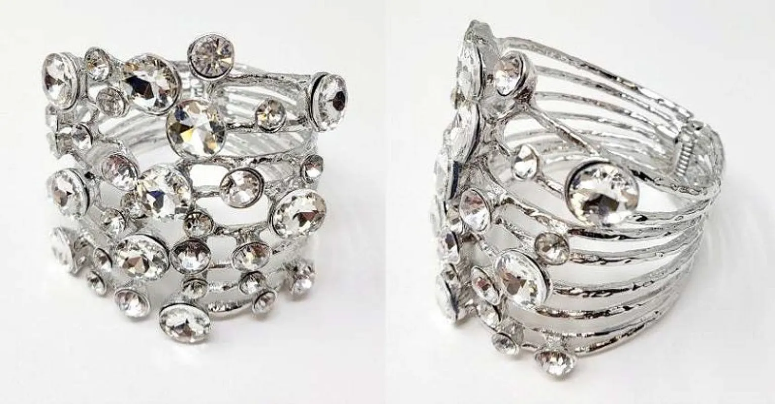 SILVER METAL BANGLE  CLEAR STONES ( SCL ) made by Oh My Jewelry