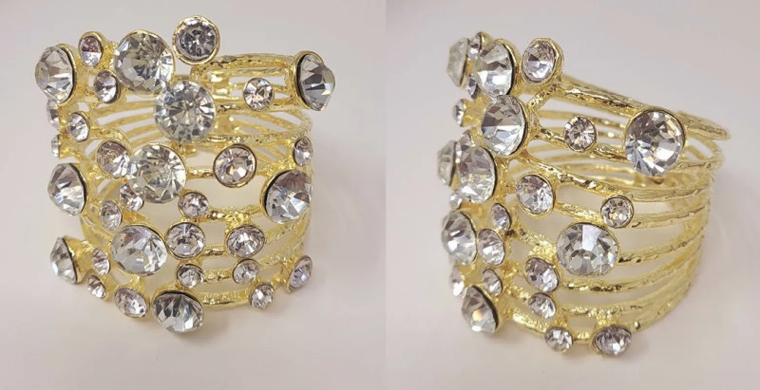 GOLD METAL BANGLE CLEAR STONES made by Oh My Jewelry