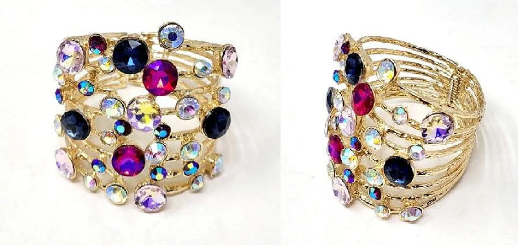 GOLD METAL BANGLE MULTI COLOR STONES ( GMU ) made by Oh My Jewelry