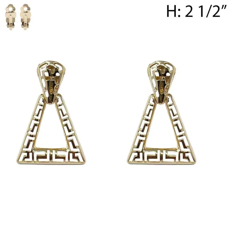 GOLD CLIP ON EARRINGS TRIANGLE ( 118 G ) made by Oh My Jewelry