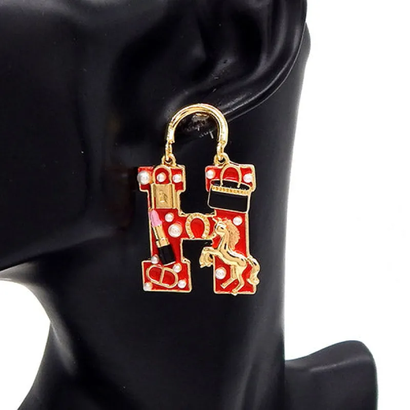 FASHION EARRINGS (YE3614GDRED) made by Oh My Jewelry