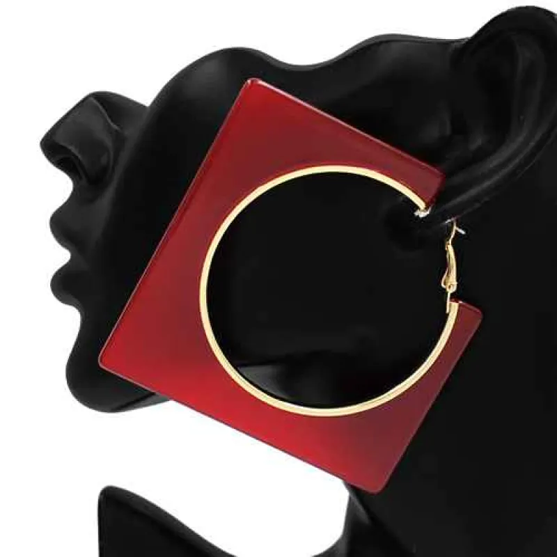 RED SQUARE EARRINGS ( 3514 RED ) made by Oh My Jewelry