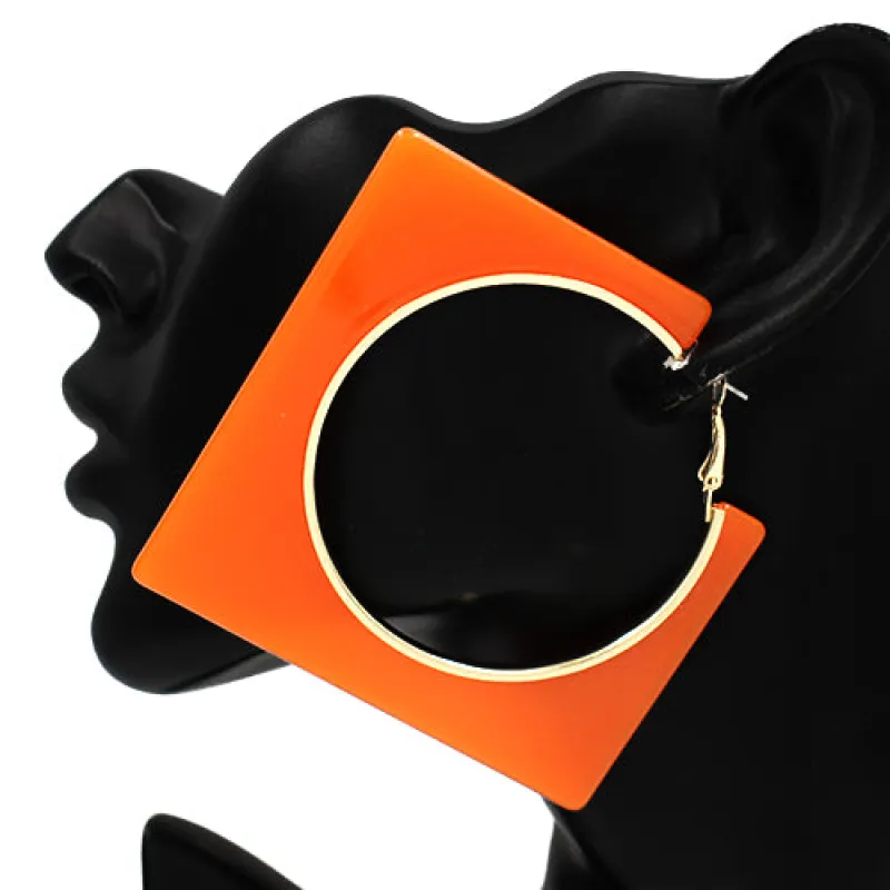 ORANGE SQUARE EARRINGS ( 3514 OR ) made by Oh My Jewelry