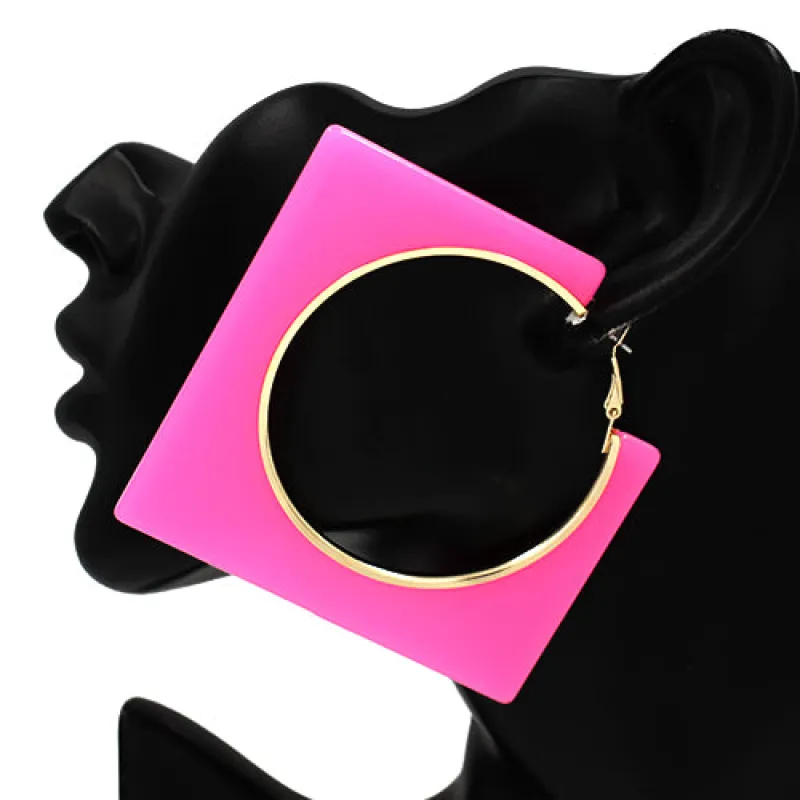 FUCHSIA SQUARE EARRINGS ( 3514 FSH ) made by Oh My Jewelry