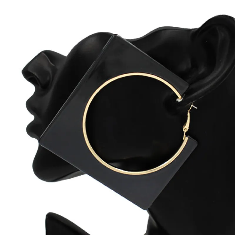 BLACK SQUARE EARRINGS ( 3514 BK ) made by Oh My Jewelry