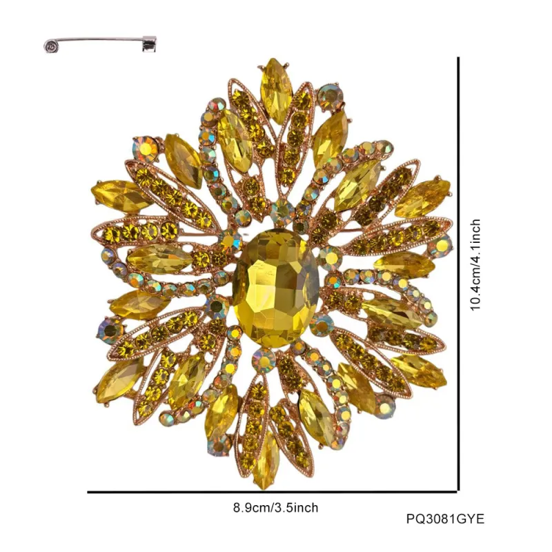 FASHION CRYSTAL FLOWER PIN (PQ3081 GYE) made by Oh My Jewelry