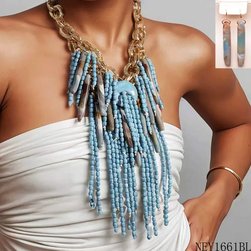FASHION NECKLACE (NEY1661 BL) made by Oh My Jewelry