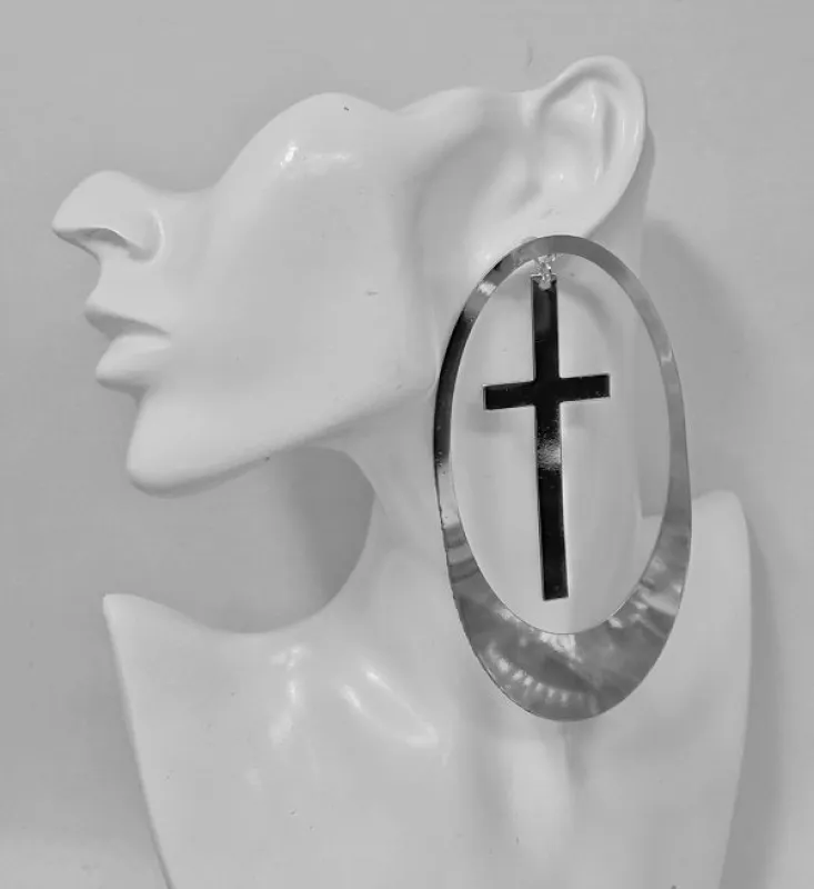 FASHION CROSS EARRINGS (JE10452 R) made by Oh My Jewelry