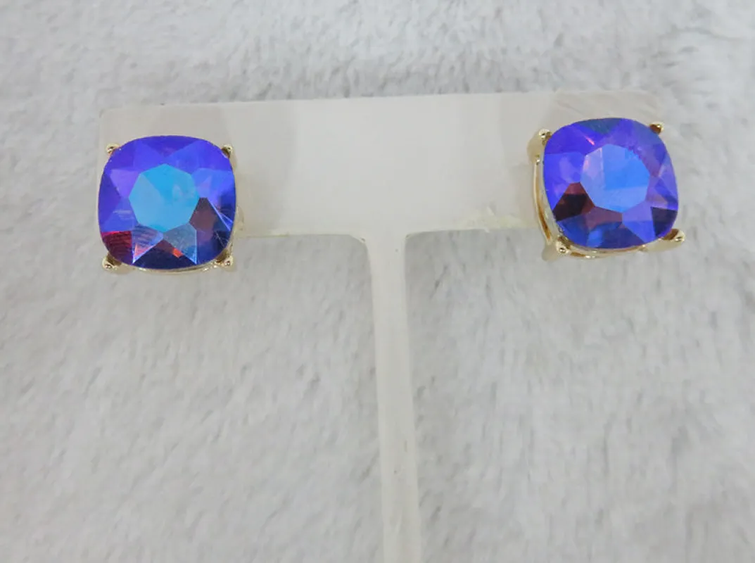 RAINBOW COLOR Stud Earrings ( 3095 RB ) made by Oh My Jewelry