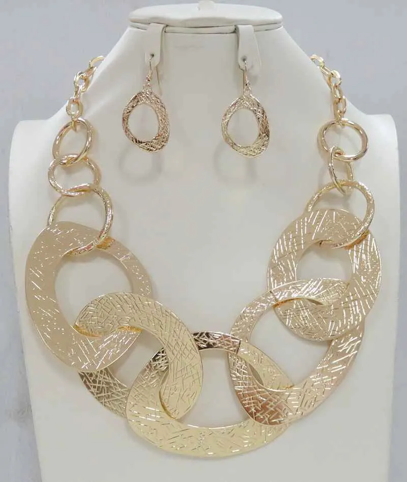 GOLD METAL NECKLACE SET ( 4959 G ) sold by Oh My Jewelry