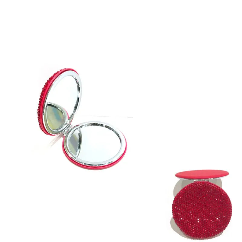 RED RHINESTONE COMPACT MIRROR ( MMR RD ) made by Oh My Jewelry