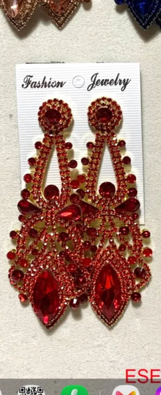 FASHION  EARRINGS (ESE2021 RED) made by Oh My Jewelry