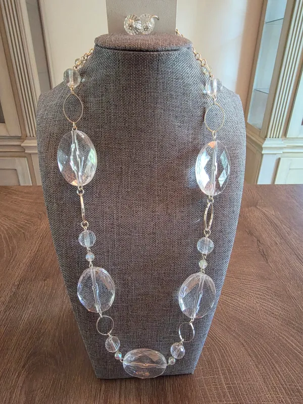 FASHION NECKLACE WITH EARRINGS (FNE4497 CL) HOME made by Oh My Jewelry