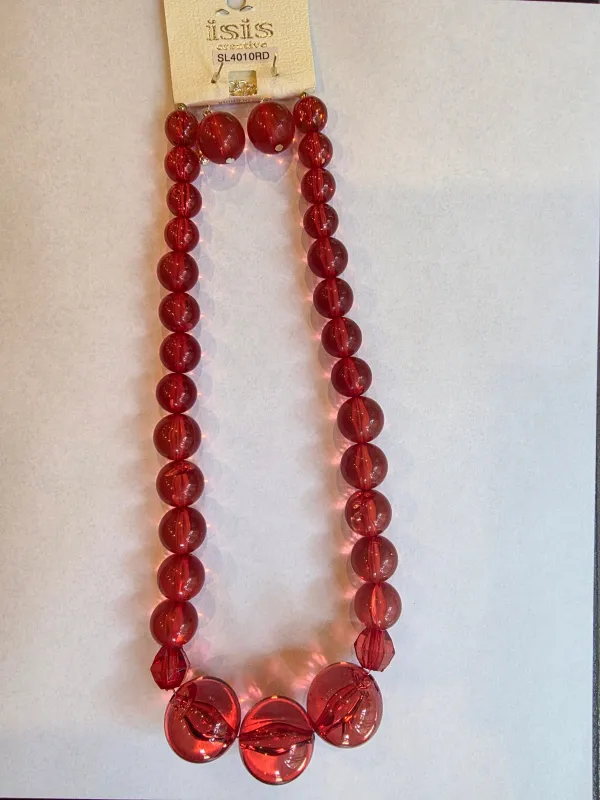 FASHION NECKLACE WITH EARRINGS (SL4010 RD) HOME made by Oh My Jewelry