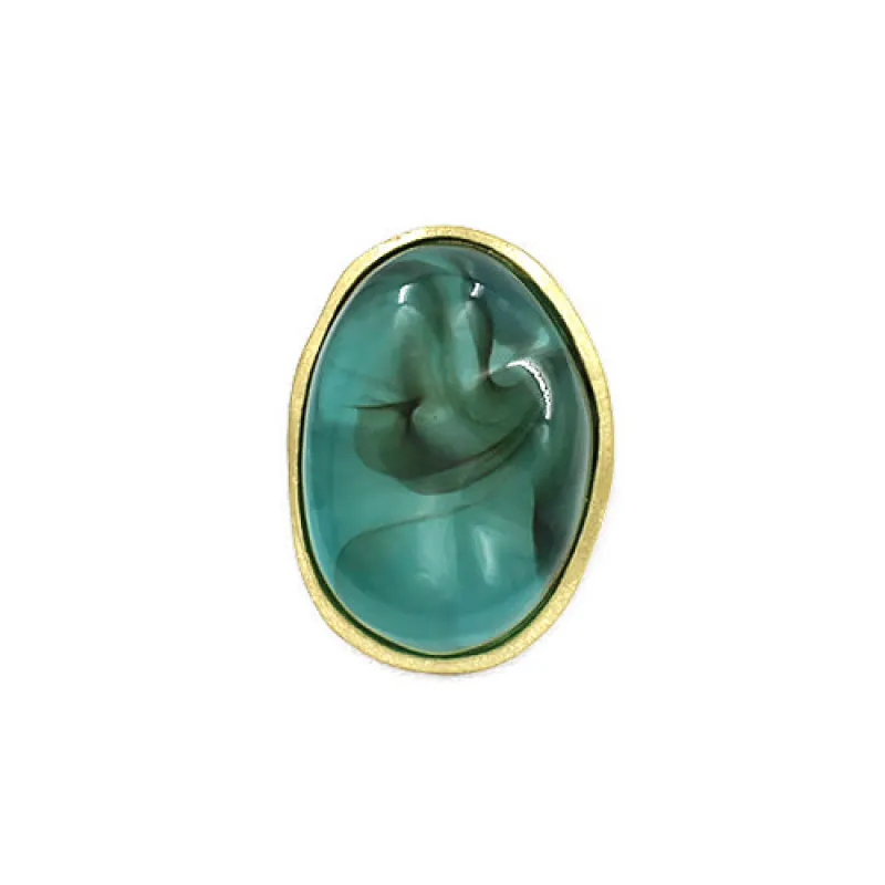 GOLD DARK GREEN STRETCH RING ( 2094 GDBZ ) made by Oh My Jewelry