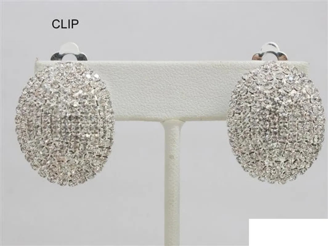 SILVER CLEAR CLIP ON EARRINGS ( 5571 SCRY ) made by Oh My Jewelry