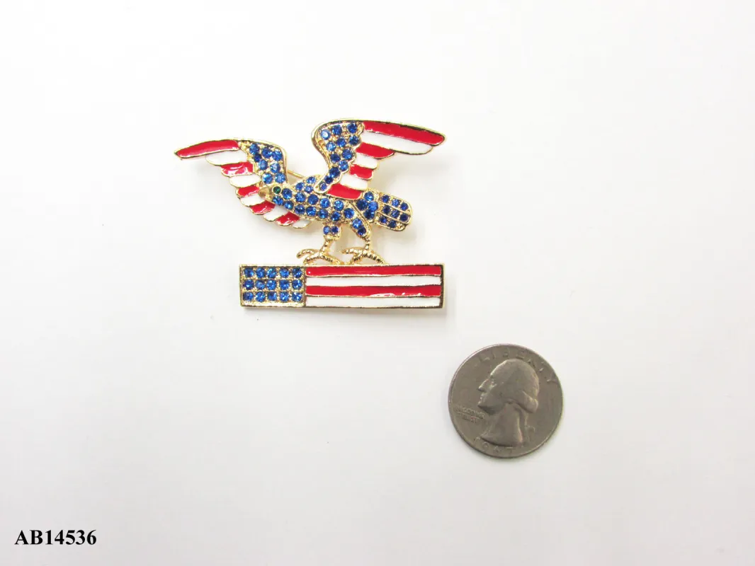 EAGLE PIN RED WHITE BLUE (AB14536 SILVER) made by Oh My Jewelry