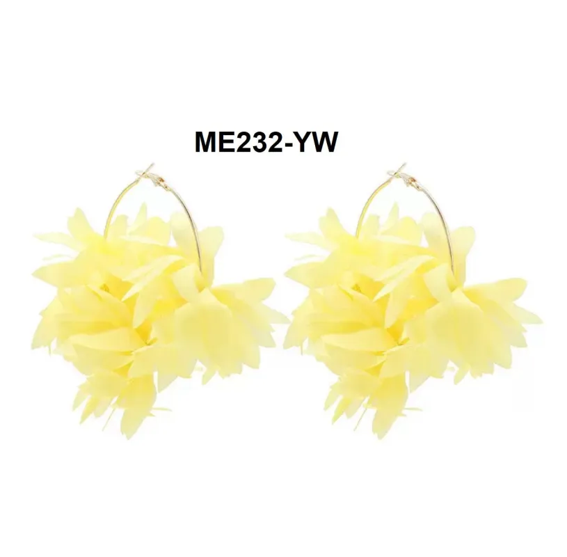 YELLOW FLOWERS HOOPS EARRINGS (ME232 YW) made by Oh My Jewelry