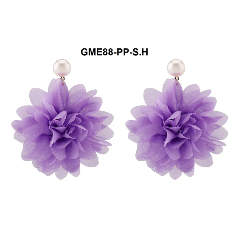 FASHION PURPLE FLOWER EARRINGS (GME88-PP) made by Oh My Jewelry
